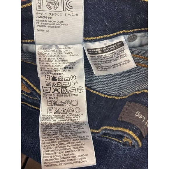 Levis 505 Mens Straight Leg Jeans Size 36X32 Dark Wash Denim - Picture 7 of 7